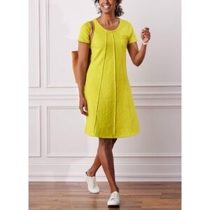 Soft Surroundings Lime Yellow Short Sleeve Midi Dress